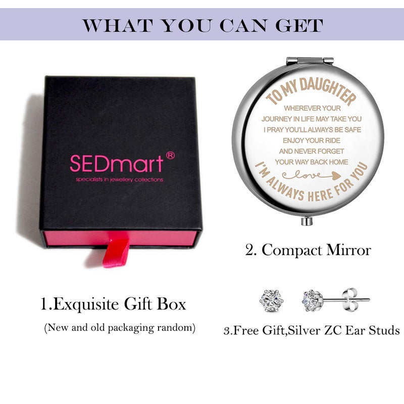 sedmart Daughter Gifts from Mom and Dad,Christmas Birthday Gift for Daughter Adult or Girls,Mother Daughter Gifts Compact Mirror - Image 5